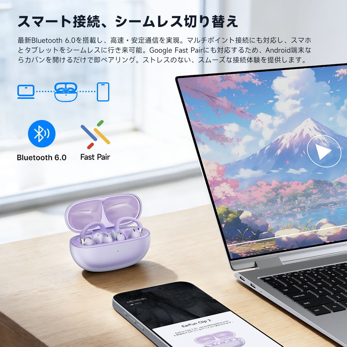 Earfun Clip 2 ラベンダー