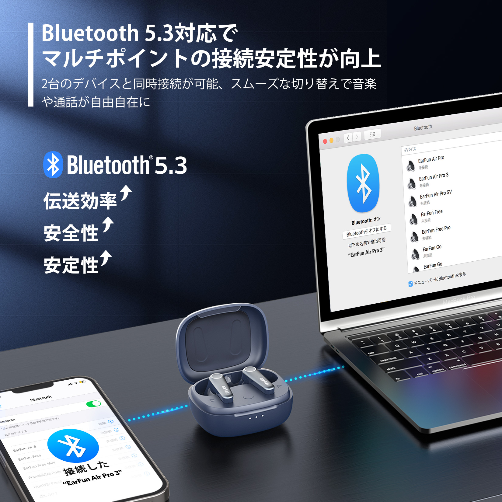 EarFun Air Pro 3 ネイビー - イヤフォン